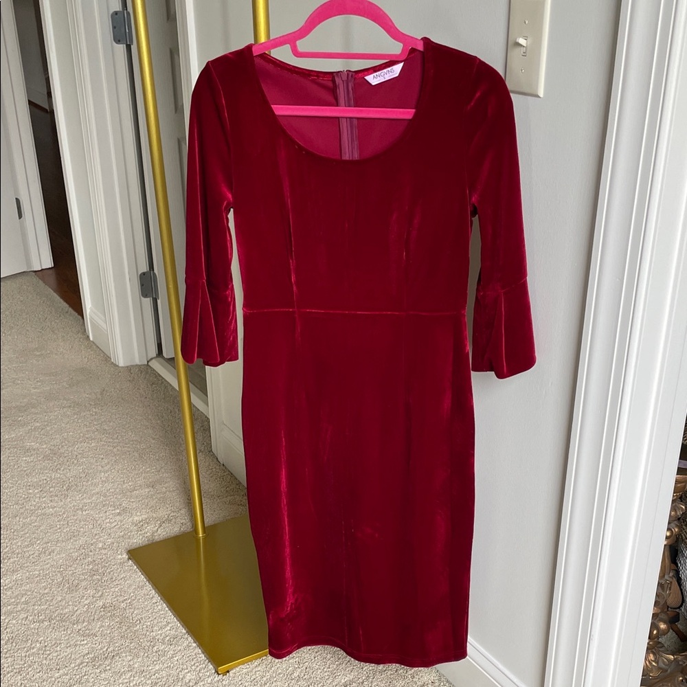 Chic Long Sleeve Red Dress